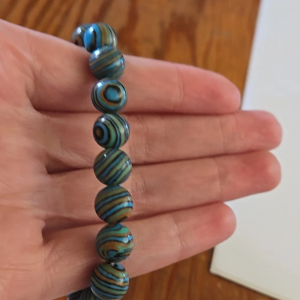 Bracelet blue green tiger eye 8mm N125 - Picture 2 of 4